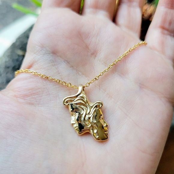 Vintage Dainty Gold Art Nouveau Style Double Face Necklace - Picture 6 of 8